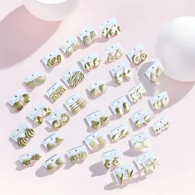 Women's Stainless Steel Waterproof 18K Gold Plated Earrings Dainty Bump Lava Irregular Stud Geometric Trendy Statement
