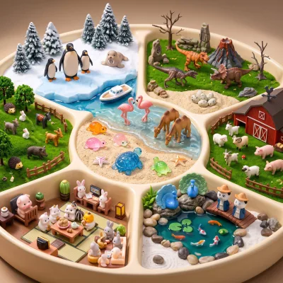 Mini Dinosaur Pond Bridge Peacock Sheep Goat Pig Fence Resin Zen Garden Forest Beach Snow Tree Scene Kid Pretend Play Toy Gift