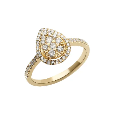 Handmade Luxury 18K Real Gold Diamond Wedding Rings Fashion Design Water Drop Shape Jewelry