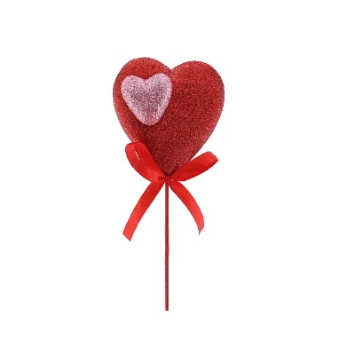 Valentine's Day Decoration Handmade GlitterHeart-shaped Twig Artificial Branch Heart Picks Ornaments for Party Decorations