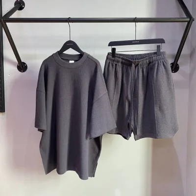 2023 New Breathable Set Loose Casual Short Sleeved T Shirts Shorts for Men Oversized Comfy Men's T Shirts and Shorts Suit