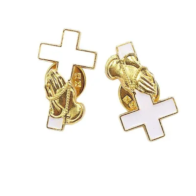 Bulk Wholesale Fashion Jewelry Unisex Enamel Cross Brooch Zinc Alloy Golden 1905372