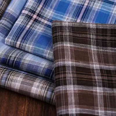New Arrival Women's Clothing Organic Linen Cotton Shrink Resistant Yarn-Dyed Plaid Stripe Fabric for Dresses Shirts
