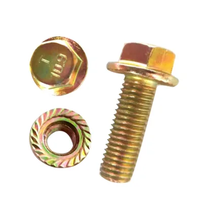 China DIN6921 M20 M21 8x25 Stainless Steel Brass Zinc Galvanized Anti-Theft Flat Head Hex Bolts Nuts Screws Grade 8.8 10.9 Plain