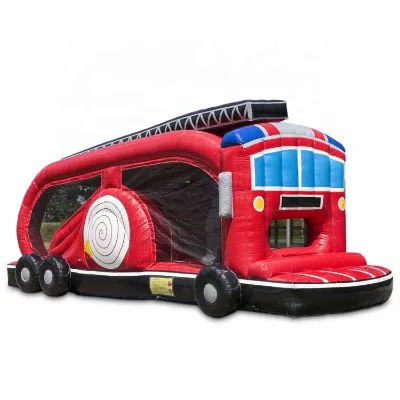 8m Mini Run Firefighter Theme Obstacle Course Car, Fire Truck Inflatable Obstacle Challenge for Sale