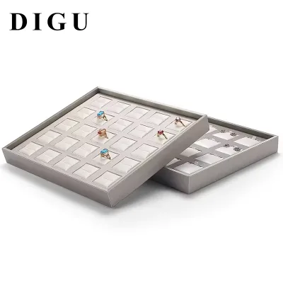 OEM Jewelry Display Tray with White PU Insert - Stackable Luxury Design for Jewelry Trade Show, Boutique & Retail Display