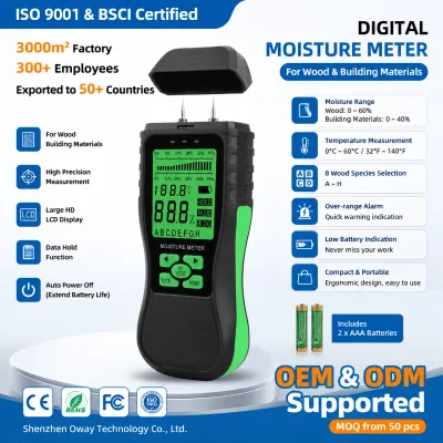 CCOWAY MO03 Digital Wood Moisture Meter ABS Material Pin-Type Tester for Building Materials Masonry Concrete Cardboard Firewood
