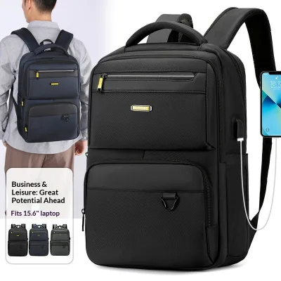Mens Oxford Waterproof Multi-Compartment Business Commute Backpack Large Capacity Laptop Bag for Travel & Business Trips