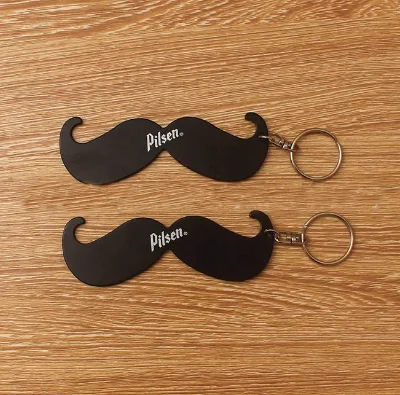 Custom Personalized Mustache Shape Keychain Keyring With Bottle Opener logo for Promotion