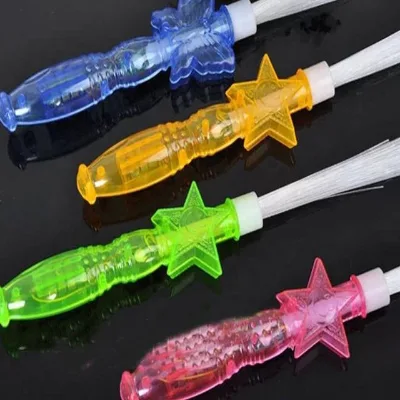 Plastic Party Favors Star Wand Fiber Optic RGB Light Stick