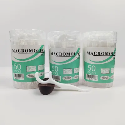 Custom Logo 50Pcs Disposable Dental Floss in Round Plastic Cup Biodegradable Oral Care Floss Sticks Bulk Wholesale From China