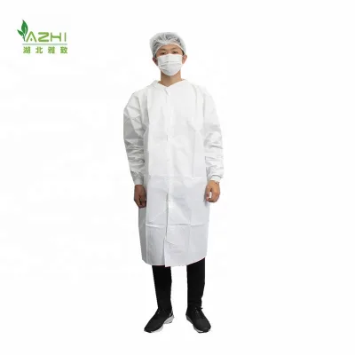 High Quality White Disposable Chemistry Coats for Wokers Hot Sale Nonwoven Lab Garment China Manufacturing