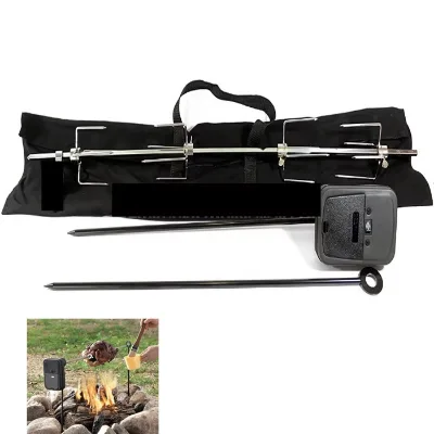 Battery Operated Electric Rotisserie Kit with Durable Metal Motor Portable Rotisserie System