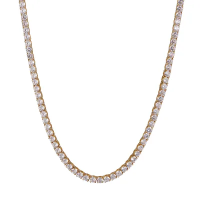 High Quality Elegant Cubic Zircon Round Cut Lab Grown Diamond Tennis Chain Necklace