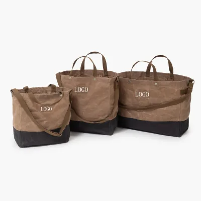 Custom Sports Work 16L/26L/40L Eco Large Reusable Waxed Cotton Canvas Shoulder Tote Bag Oversized Shopping Bag
