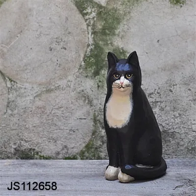 Black Cat Serious Pottery Cat Statue Decoration