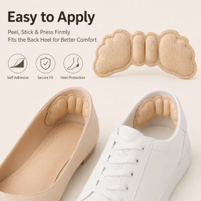 Bowtie Fabric Heel Grip Pad 3mm 5mm Dual Thickness 4 Colors Anti Slip Cushion for Loose Ballet Flats Pumps Sneakers Bulk OEM