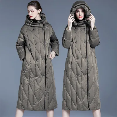 European Station 2026 Winter New Women's Knee-Length Loose Solid Color Versatile Thickened Warm Down Coat