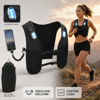 OEM Custom Neoprene LED Running Chest Vest Reflective Safety Light-Up Night Running Gear USB Rechargeable