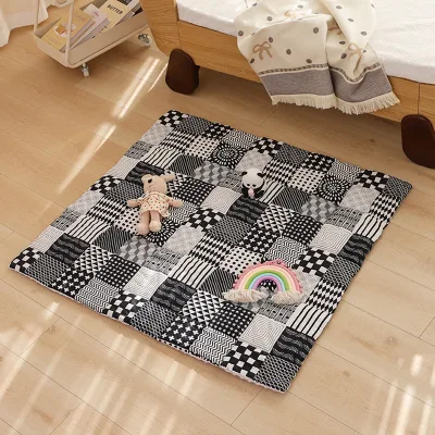 Black White Puzzle Patchwork Montessori Double-Sided Muslin Cotton Minky Dot Sewing Non-Slip Camping Eco-friendly Breathable