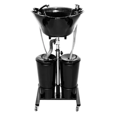 Height Adjustable Shampoo Bowl Stand  Water tank with Faucets Mobile 4 Wheels Good for Hair Salon Basins