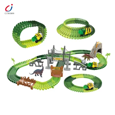 Chengji Small Built Tracks for Toy Cars Assembly Creativity Model Simulate Animal World Scenes Roller coaster Dinosaur Track