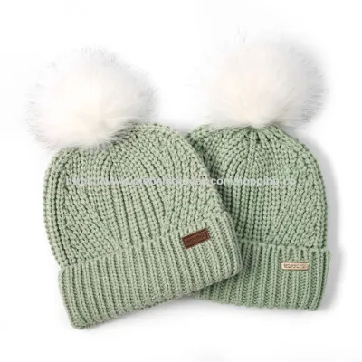 LIGHT GREEN TEXTURED BEANIE