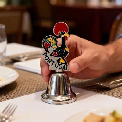 Custom Metal Hand-cranked Rooster Portuguese Tourist Souvenir Soft Enamel Decoration Gift Dining Bell