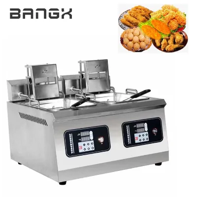 Tabletop Large Auto Lift French Fries Chicken Nuggets Machine Potato Double Bar Commercial Deep Fryer