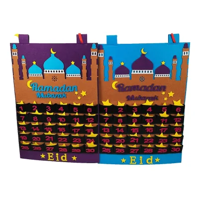 Advent Calendar Ramadan Decorations 30 Days Eid Mubarak Hanging Felt Countdown Advent Calendar