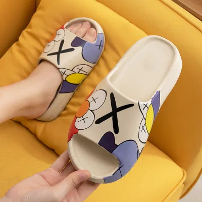Cartoon Lightweight Thick Sole Non Slip Bathroom Quick Dry Open Toe Shower Pillow Slippers Beach Sandal Slides Slippers