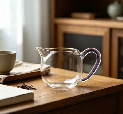 Wholesale Custom Colored Handle Glass Pitcher Clear Glass Water Jug for Carafe Home Table Daily Use Glass Tea Pot