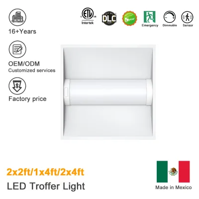 DLC 6.0 ETL 1x4 LED Troffer 15-40W Wattage Selectable CCT Tunable 3500-6500K 0-10V Dimmable 100-277V for Office School
