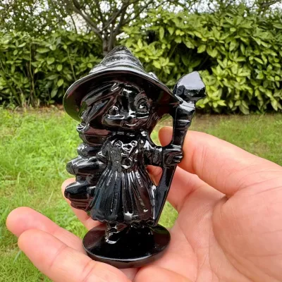 Wholesale Natural Obsidian Crystal Princess Carved Black Obsidian Princess for Home Decoration and Gift