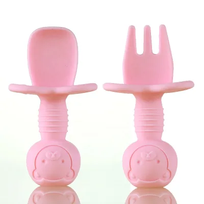 Factory Price BPA Free Baby Silicon Spoon and Fork Set