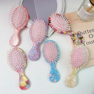 BIZE Cute Air Cushion Comb Small Size Handle Portable Cellulose Acetate Geometric Hair Combs and Hair Brush Massage Air Bag Comb