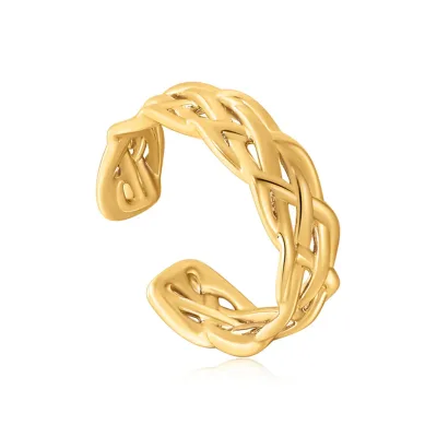 Minimalist Jewelry 14k Gold Rope Wide Adjustable Ring Sterling Silver Women Rings Jewelry Manufactures
