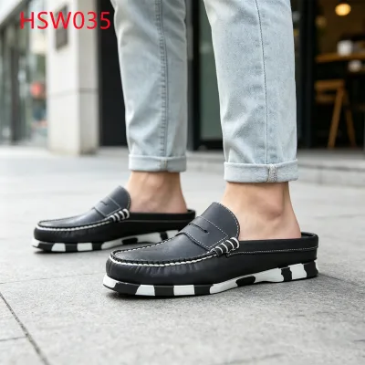 LXG,Shopping&strolling Use Stitched Firmly Hua Singh Lazy slippers Short Drive Open Heel Design Mask-style Gray Deck ShoesHSW035