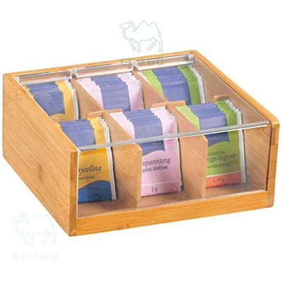Eco-Friendly Bamboo Jewelry Box With Drawer Jewelry Box Organizer Acrylic Lid Afternoon Tea Box