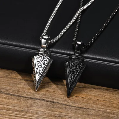 Viking Arrow Head Pendant Stainless Steel Spear Head Pendant Arrowhead Pendant Mens Necklace Norse Viking Jewelry