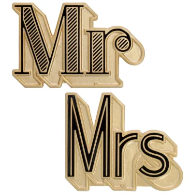 Wholesale Customization Mr and Mrs Enamel Pin 18K Gold Plated Wedding Enamel Pin Honeymoon Badges Stainless Steel