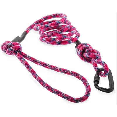 Carabiner Leash Pet Climbing Strong Nylon Braided Rope Dog Lead Durable Rope Pet Dog Gear with Carabiner