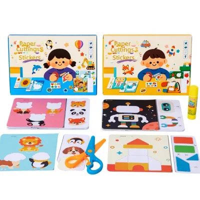 Safe Cutting Scissor Skills Activity Book, Fine Motor Practice, Classroom School Kindergarten Preschool Die Cut Sticker Book