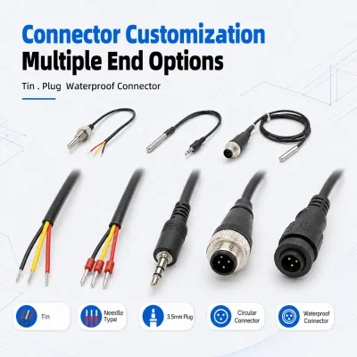 GTS200 Custom DS18B20 Temperature Sensor Assembly Choice of Shell Material  Connector Options