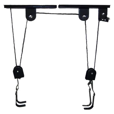 Bike Hanger Overhead Pulley System with 100lb Capacity for Bicycles or Ladders Secure Garage Ceiling Storage