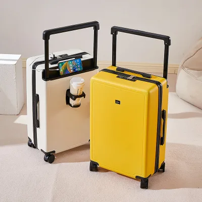 High-end Unisex ABS Spinner Luggage Waterproof Mobile Phone Holder Password Case Wide Trolley Boarding Case for Female Students