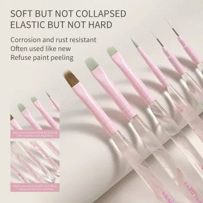 Chiffon Sakura Series Brush Set with Pulling Lines and Roundhead Construction Color Painting Sweeping Pen Nail Art Special Brush