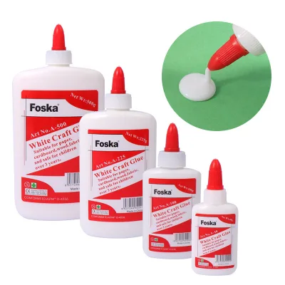 FOSKA White Craft Glue 40g 100g 225g 500g Non-Toxic PVA School Glue for Paper Wood Fabric Crafts ASTM D-4236 Safe for Kids