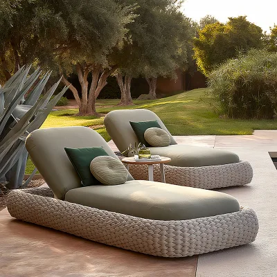 180cm Premium Aluminium Alloy Sun Lounger with UV Resistant Woven Rope Frame Ergonomic 5 Position Backrest Removable Olefin