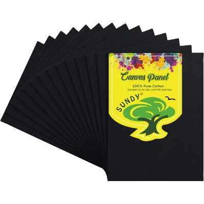 Sundy High Quality 9x12 Inch Artist Black 280g Acrylic Gesso Primed Triple Primed Cotton Canvas Painting Boards